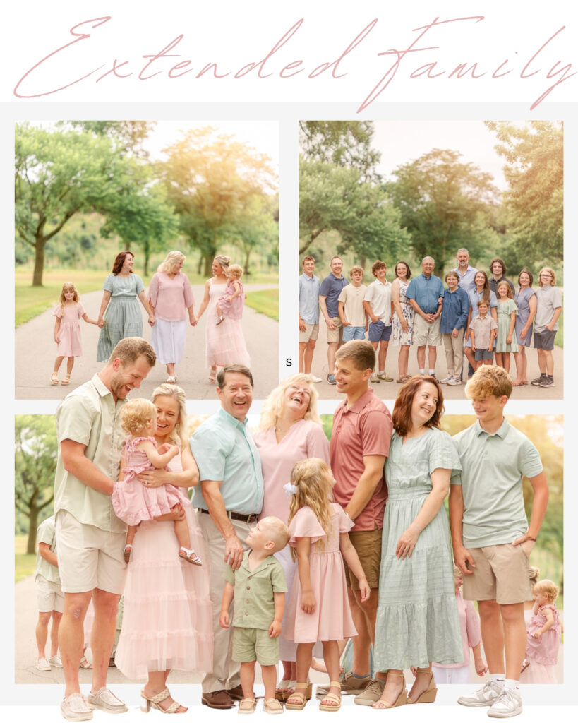 Extended family session photos taken with all family members